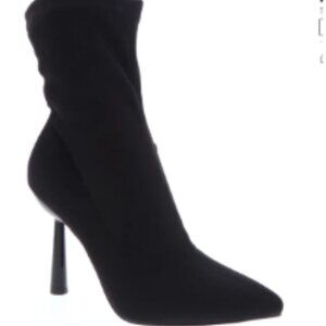 Black Faux Suede Heels Boots